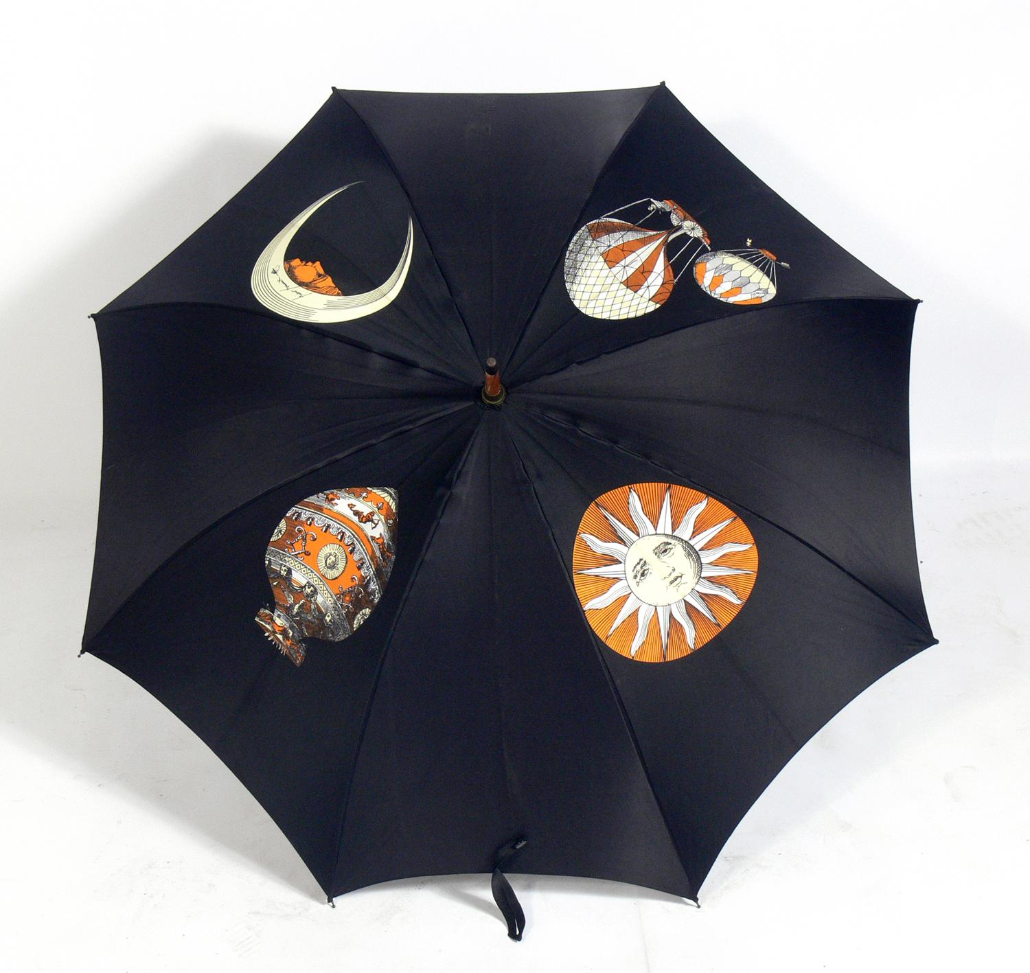 Piero Fornasetti Umbrella, Italy, circa 1960s. Still functions well. Perfect gift for your most stylish loved one.