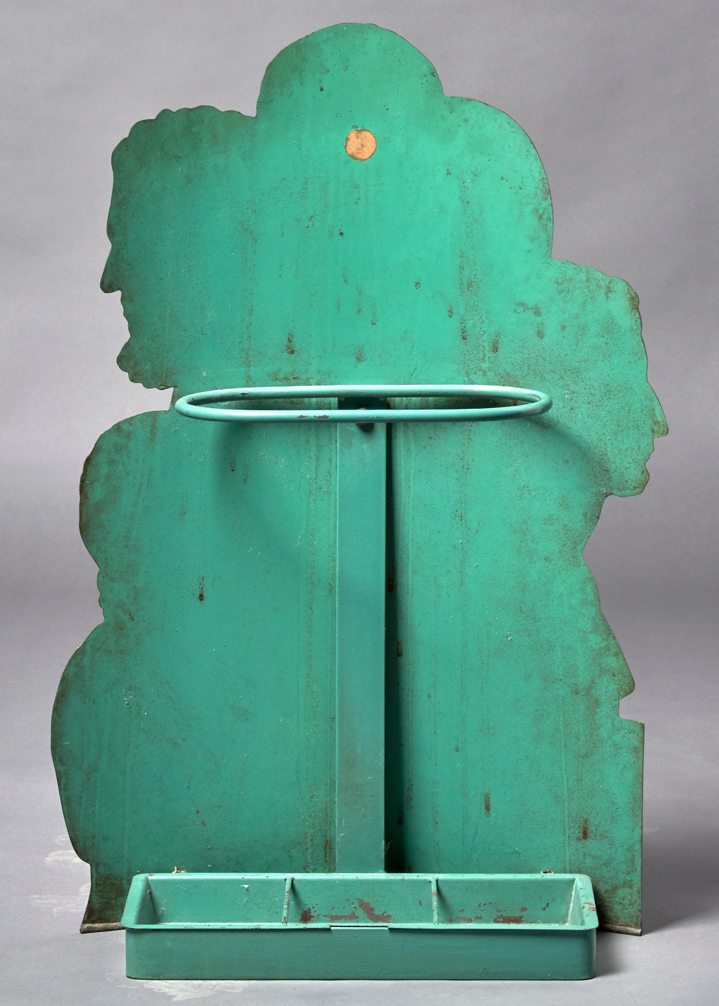 Piero Fornasetti, Trompe L'Oeil Umbrella Stand, Lithographed Green Metal, 1970s For Sale 5