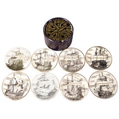 Piero Fornasetti Velieri "Tall Ship" Coasters-Set of 8