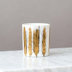 Piero Fornasetti Jarrón / Jarra de Cerámica Dorada Vintage 'Serie Spighe'. Italia, años 60.