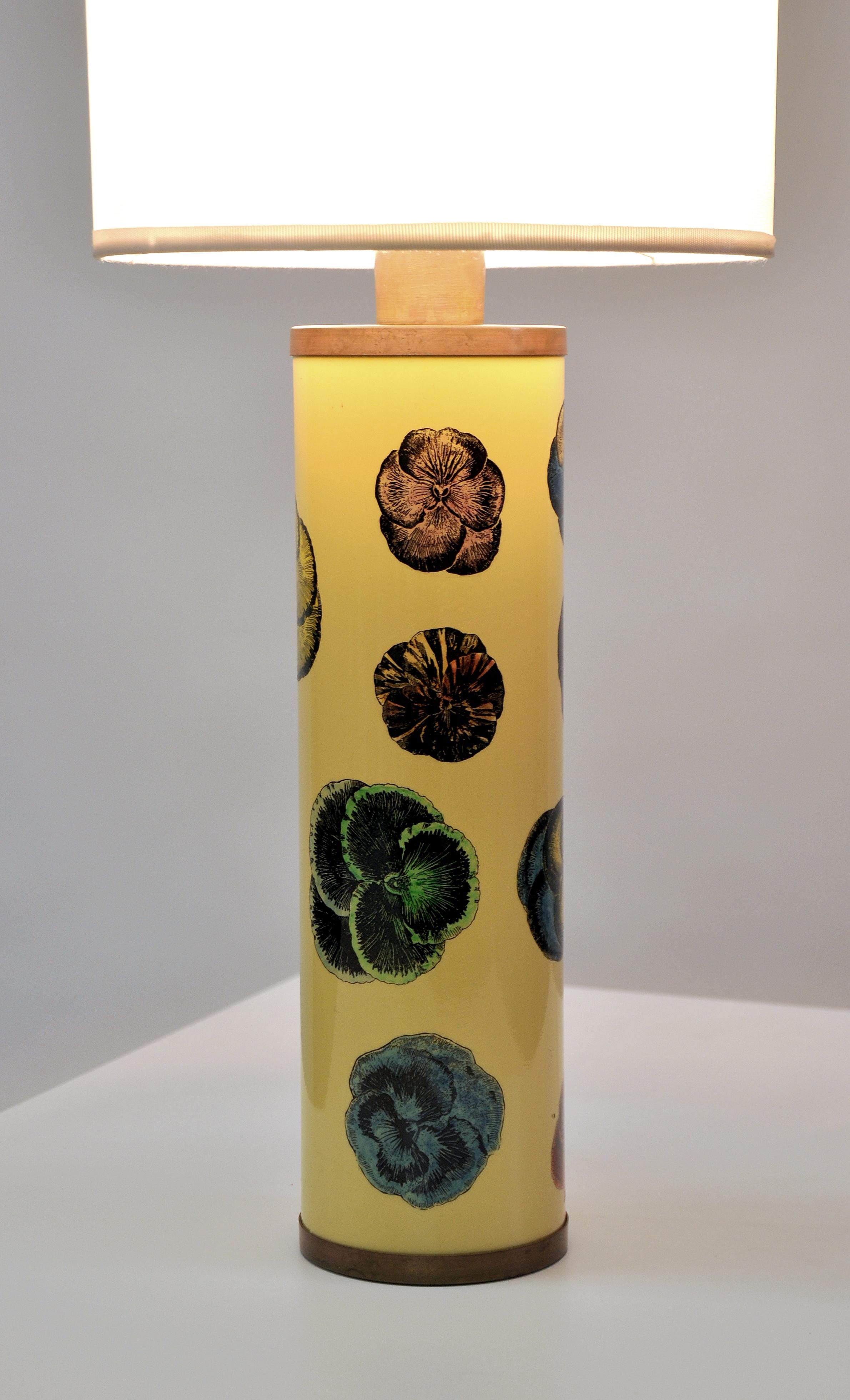 Metal Piero Fornasetti Violet Flower Table Lamp Yellow, Blue and Green