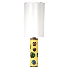 Vintage Piero Fornasetti Violet Flower Table Lamp Yellow, Blue and Green