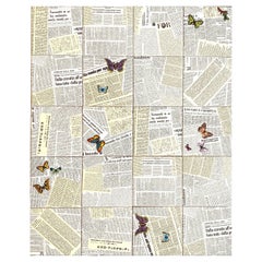 Piero Fornasetti, Wall Panel 20 "Ultime Notizie" series tiles, Ceramica Bardelli