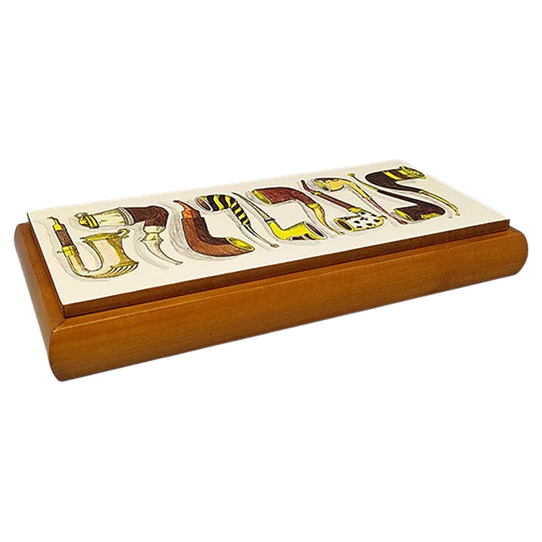 Piero Fornasetti Walnut Playing Card Box with Dal Negro Cards, 1980s