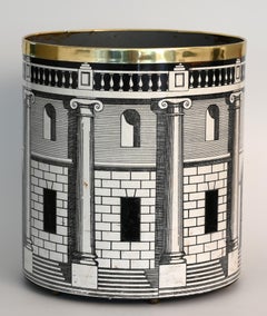 Piero Fornasetti Waste Paper Basket, Casa Con Colonne, Black and White, 1960