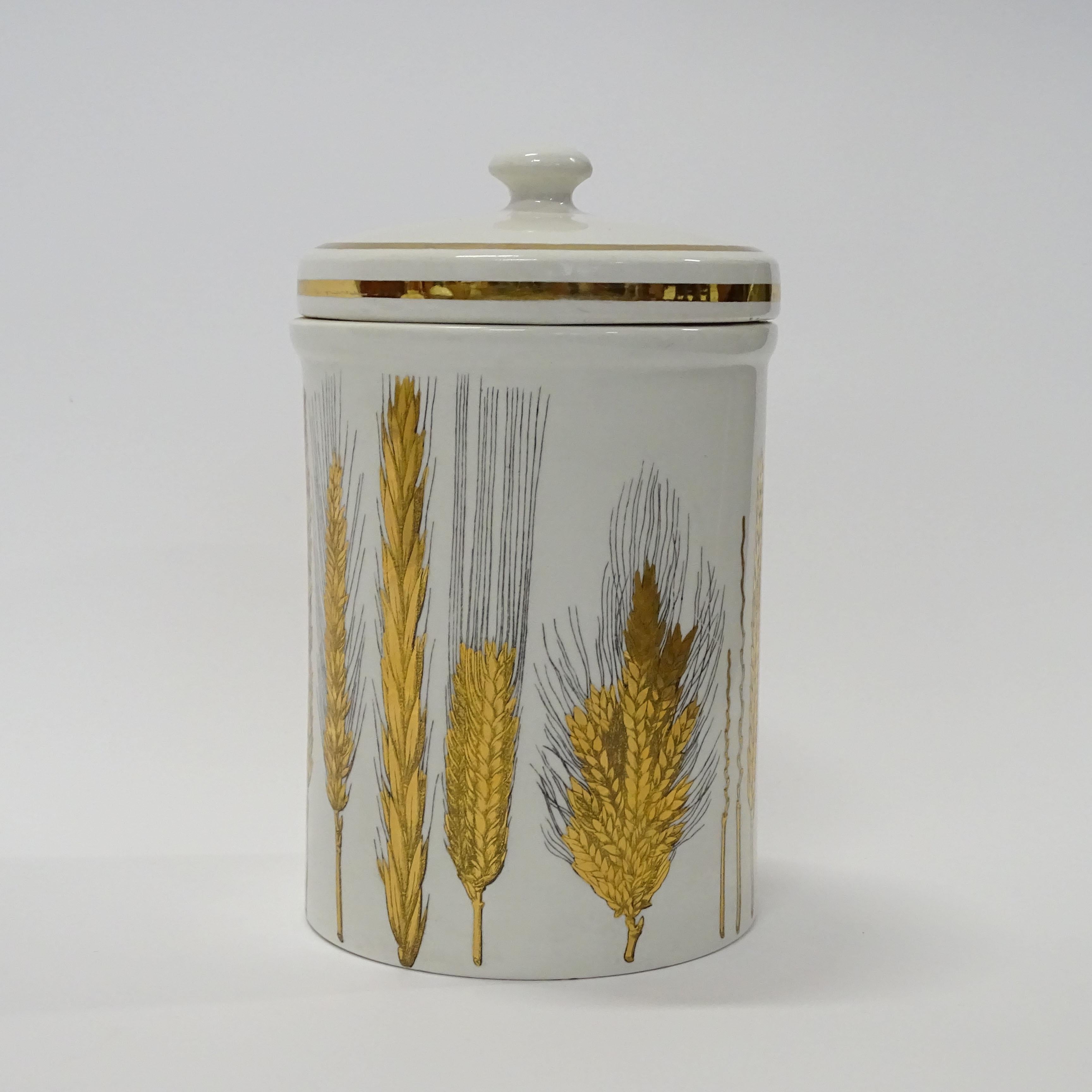 Mid-Century Modern Piero Fornasetti Wheat Spikes Large Ceramic Jar,  Italy 1960s For Sale