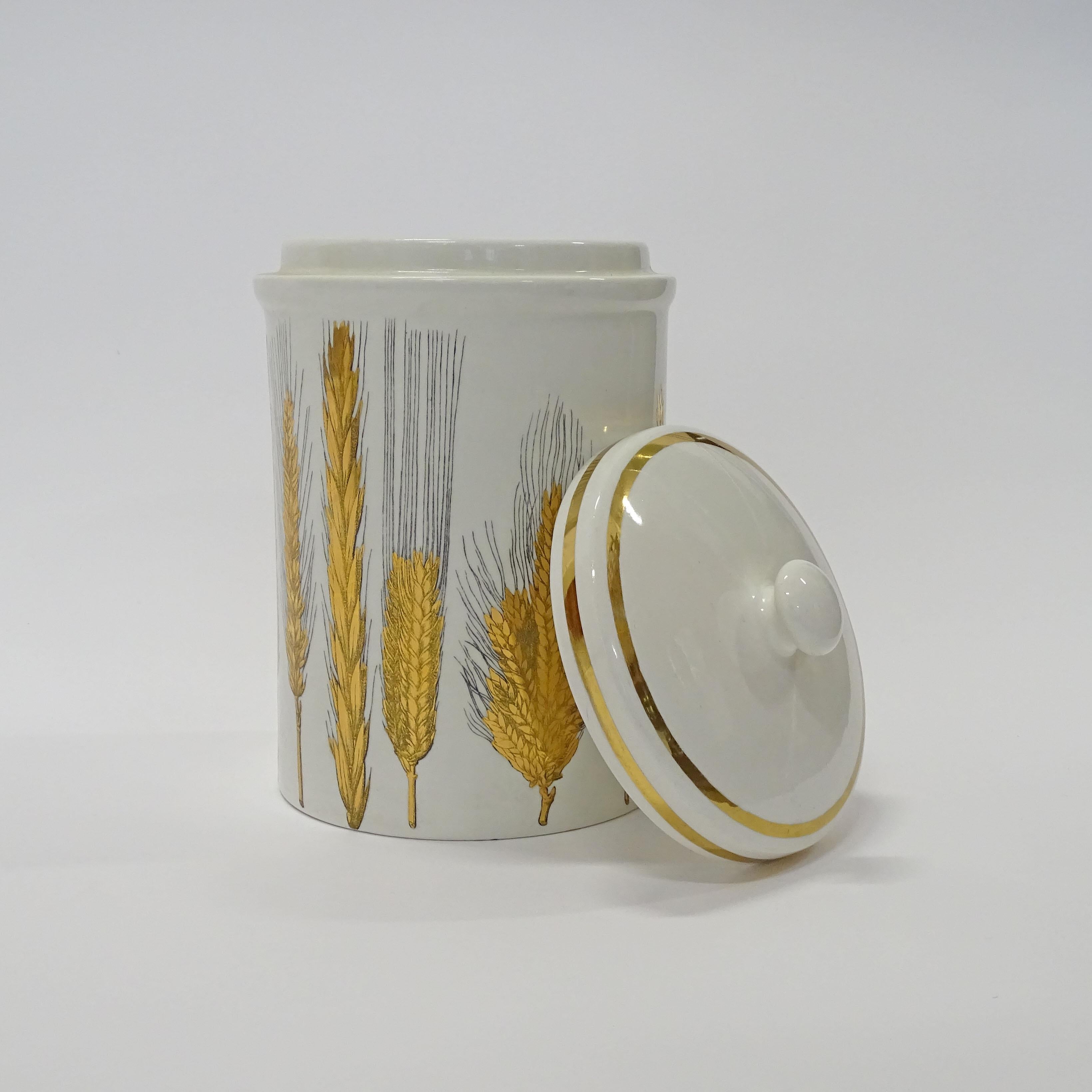 Italian Piero Fornasetti Wheat Spikes Large Ceramic Jar,  Italy 1960s For Sale