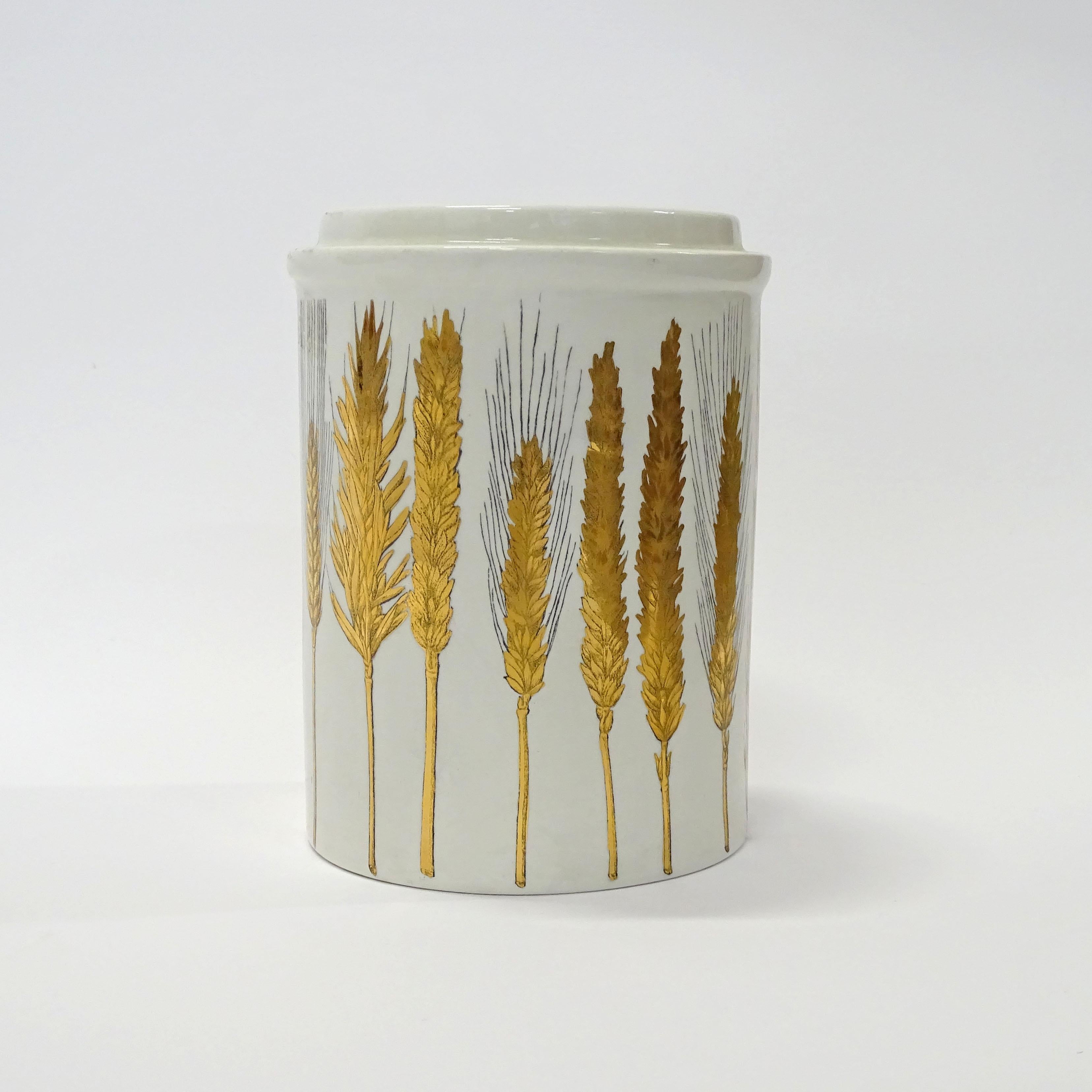 Mid-20th Century Piero Fornasetti Wheat Spikes Large Ceramic Jar,  Italy 1960s For Sale