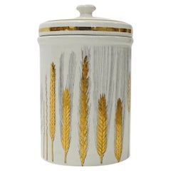 Piero Fornasetti Wheat Spikes Large Ceramic Jar,  Italy 1960s