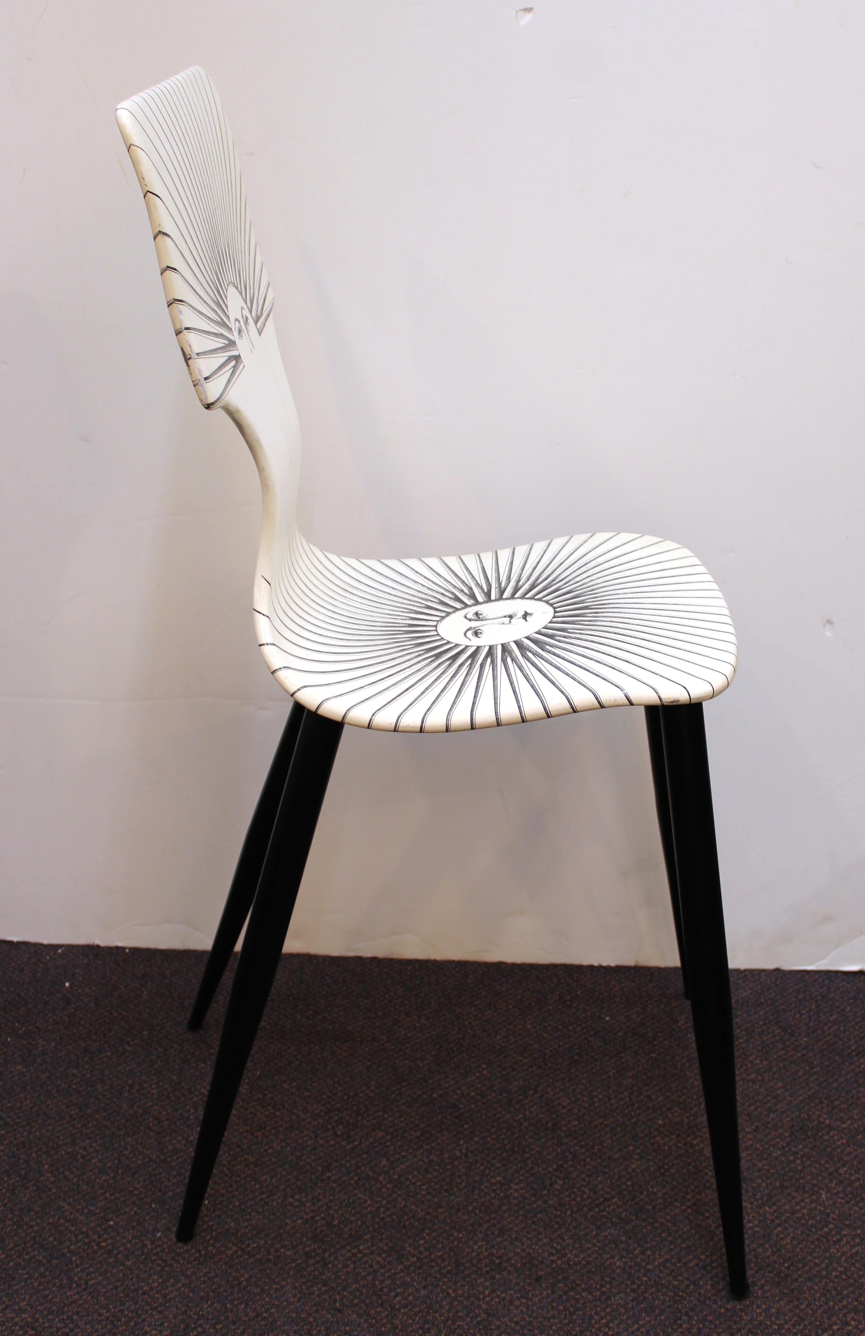 Neoclassical Revival Piero Fornasetti White 'Sole' Bar Chairs