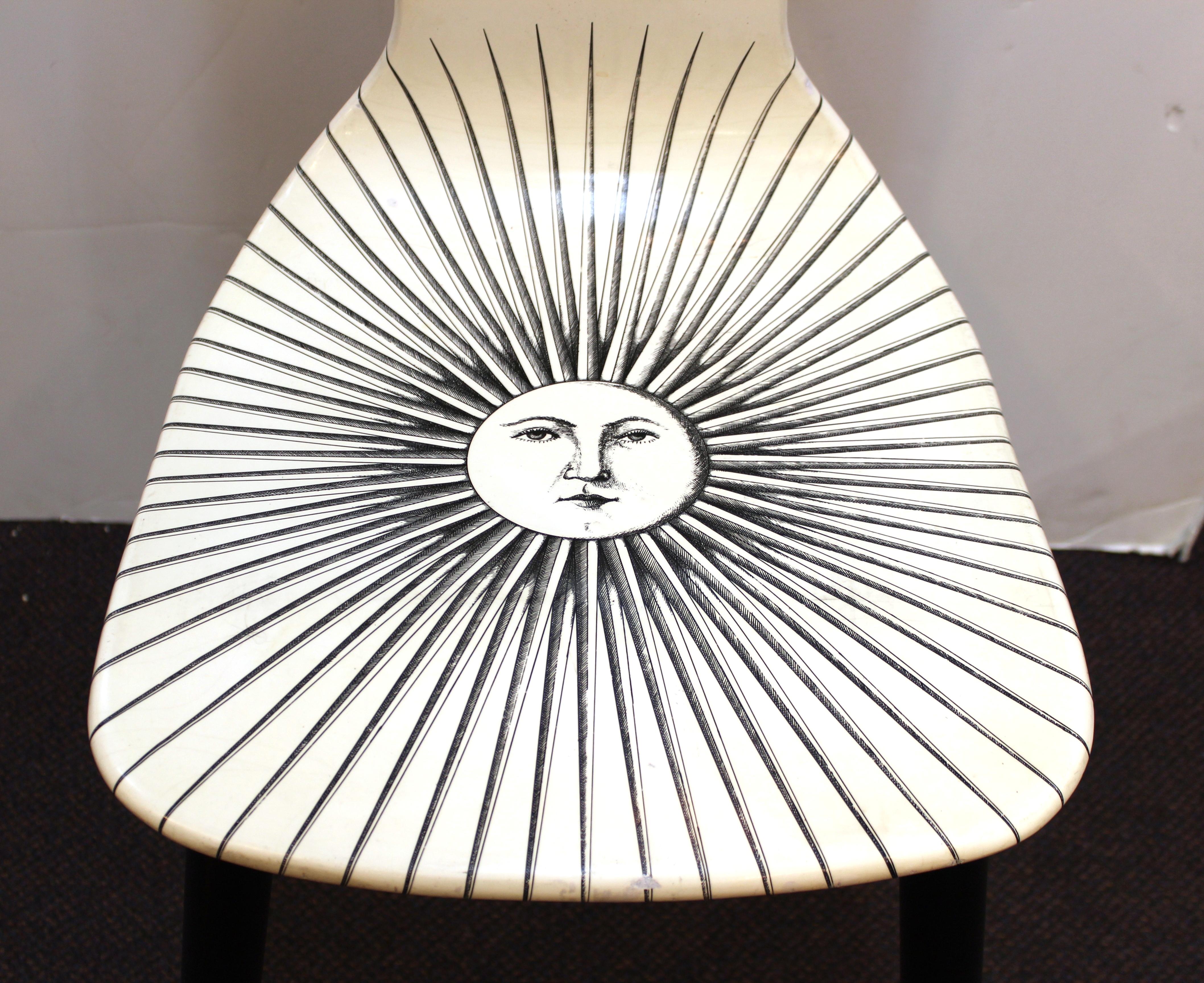 Metal Piero Fornasetti White 'Sole' Bar Chairs
