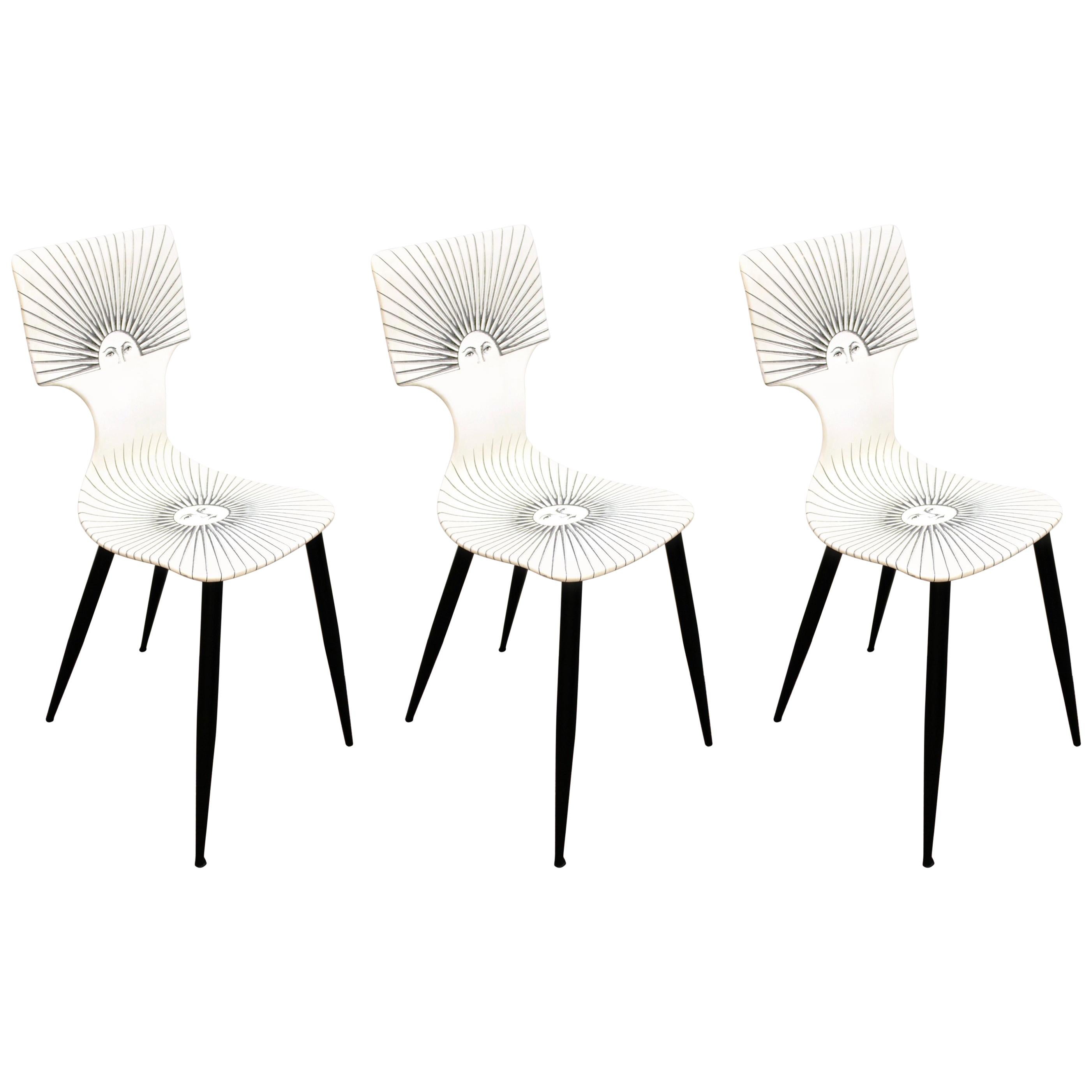 Piero Fornasetti White 'Sole' Bar Chairs