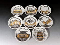 Piero Fornasetti Wine & Liquor Coasters, Vini E Liquori, With Original Gold Box