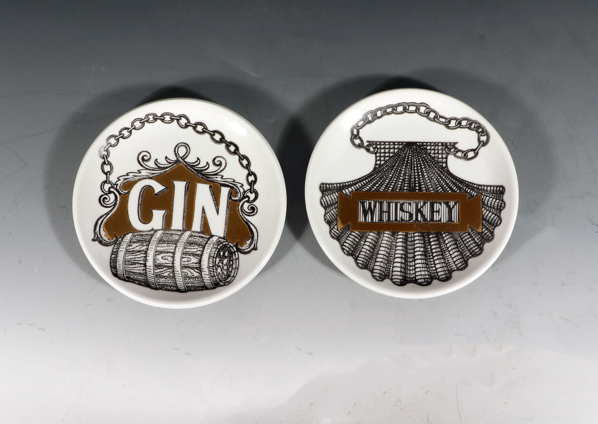 Piero Fornasetti Wine & Liquor Coasters, Vini E Liquori, With Original Gold Box 1