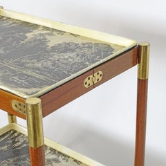 Piero Fornasetti Wood and Brass Folding Trolley, Italy, 1950s