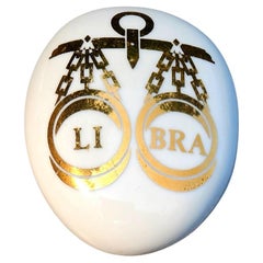 Piero Fornasetti Zodiac Ceramic "Libra" Pebble Paperweight
