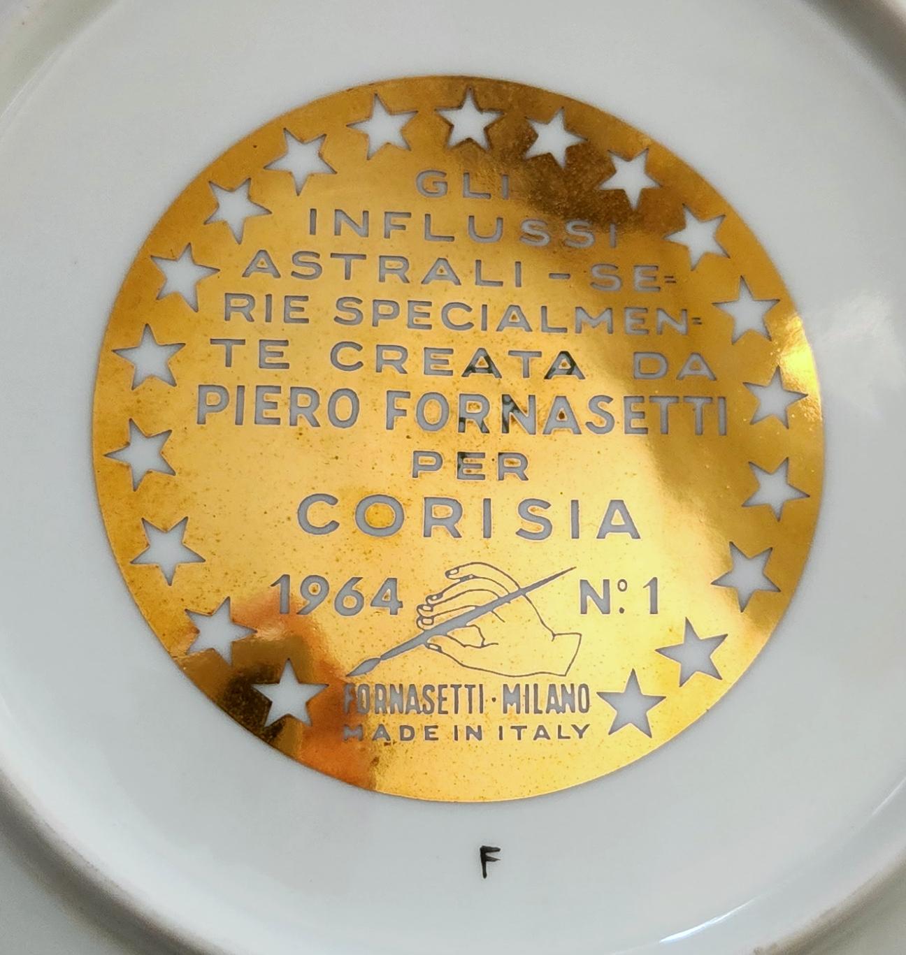 Piero Fornasetti Assiette en porcelaine Zodiac, signe astrologique du Capricorne Bon état - En vente à Downingtown, PA
