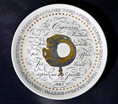 Piero Fornasetti Zodiac Porcelain Plate, The Fornasetti Serie Zodiaci, Capricorn