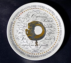 Vintage Piero Fornasetti Zodiac Porcelain Plate, The Fornasetti Serie Zodiaci, Capricorn