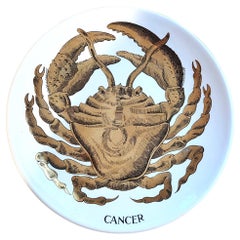 Vintage Piero Fornasetti Zodiac Pottery Plate, Cancer