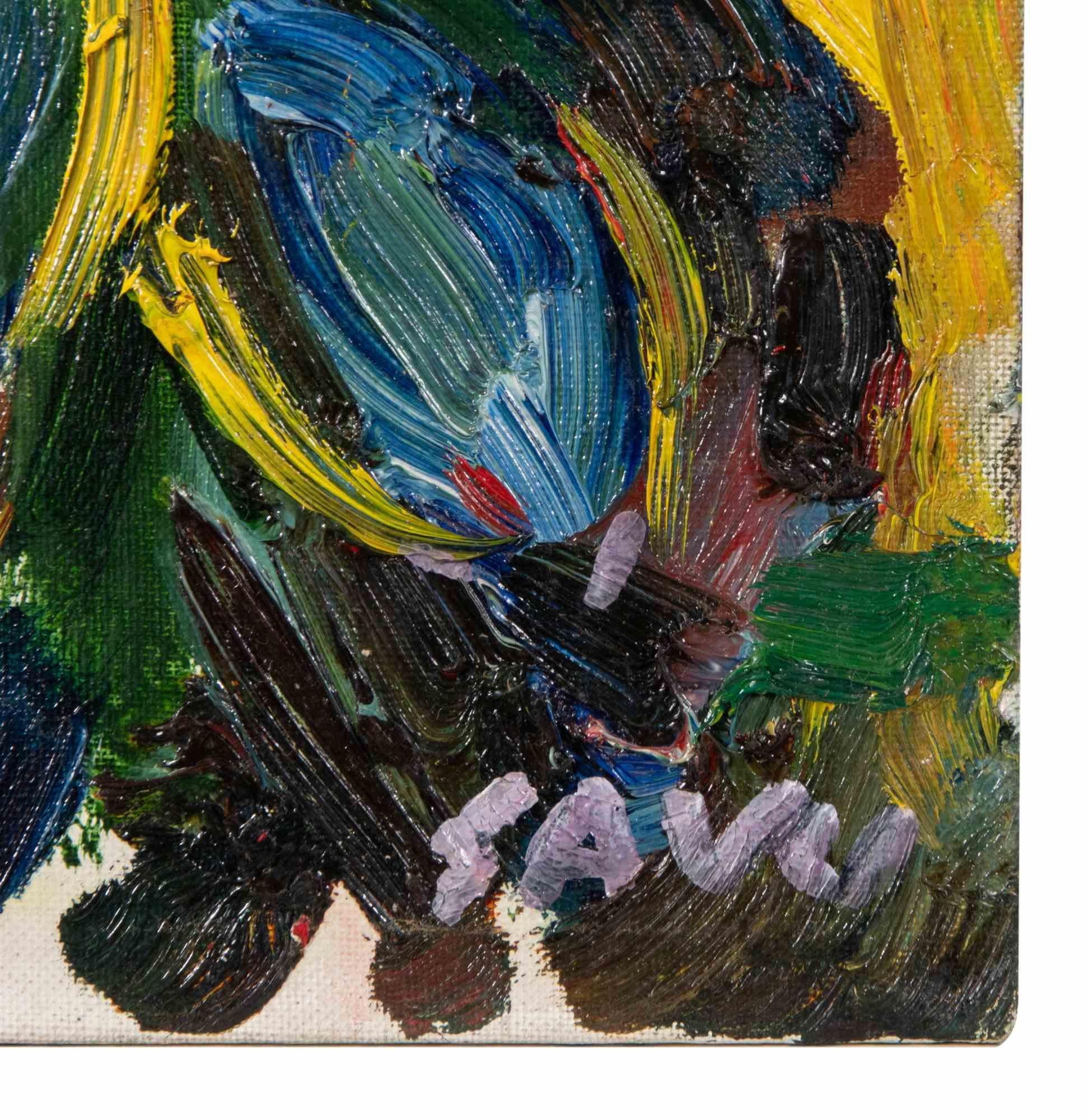 Roses 1 - Oil paint by Piero Gauli - 1989 For Sale 2