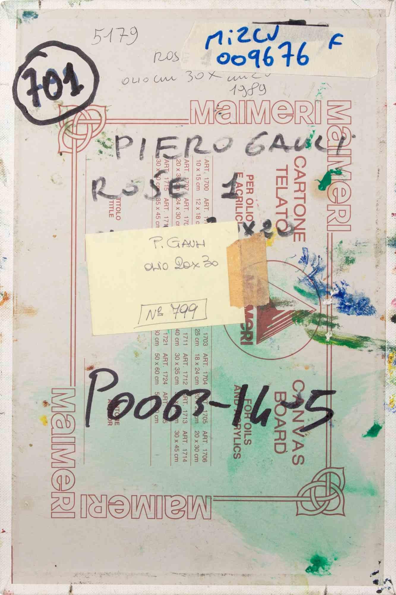 Roses 1 - Oil paint by Piero Gauli - 1989 For Sale 3