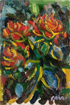 Roses 1 - Oil paint by Piero Gauli - 1989