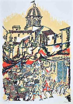 The Five Markets in Palermo - Print by Piero Gauli - 1970s