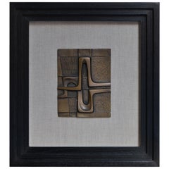 Piero Gensini, Small Abstract Plaque in Bronze, Italy, Late 1970s