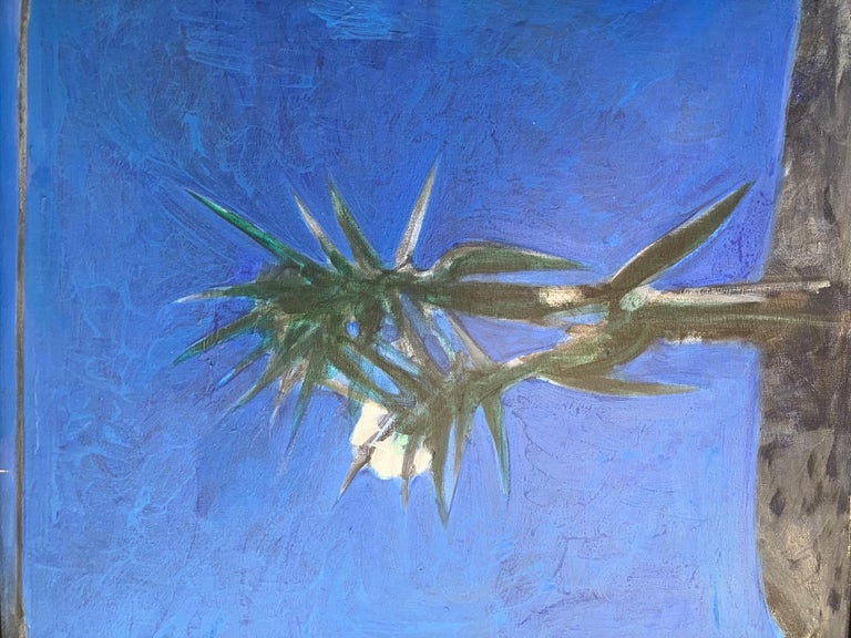 Piero Guccione (Italy, 1935-2018), “Oleandro in Controluce” (Oleander in Silhouette ), titled and signed lower margins, titled, signed and dated verso, with Galleria Il Gabbiano, Rome label to stretcher.

Piero Guccione was a leading figure in the