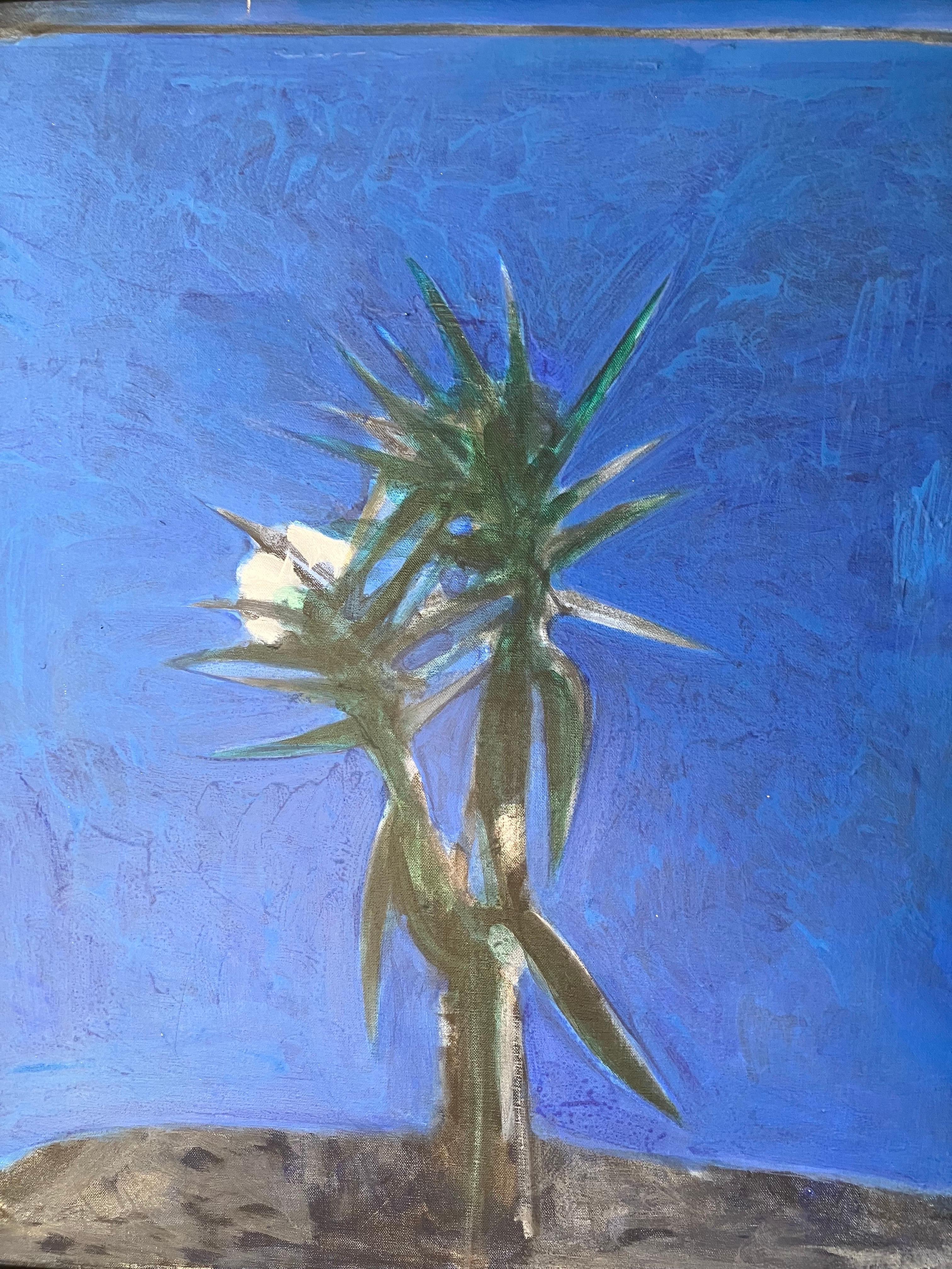 Piero Guccione (Italy, 1935-2018), “Oleandro in Controluce” (Oleander in Silhouette ), titled and signed lower margins, titled, signed and dated verso, with Galleria Il Gabbiano, Rome label to stretcher.

Piero Guccione was a leading figure in the