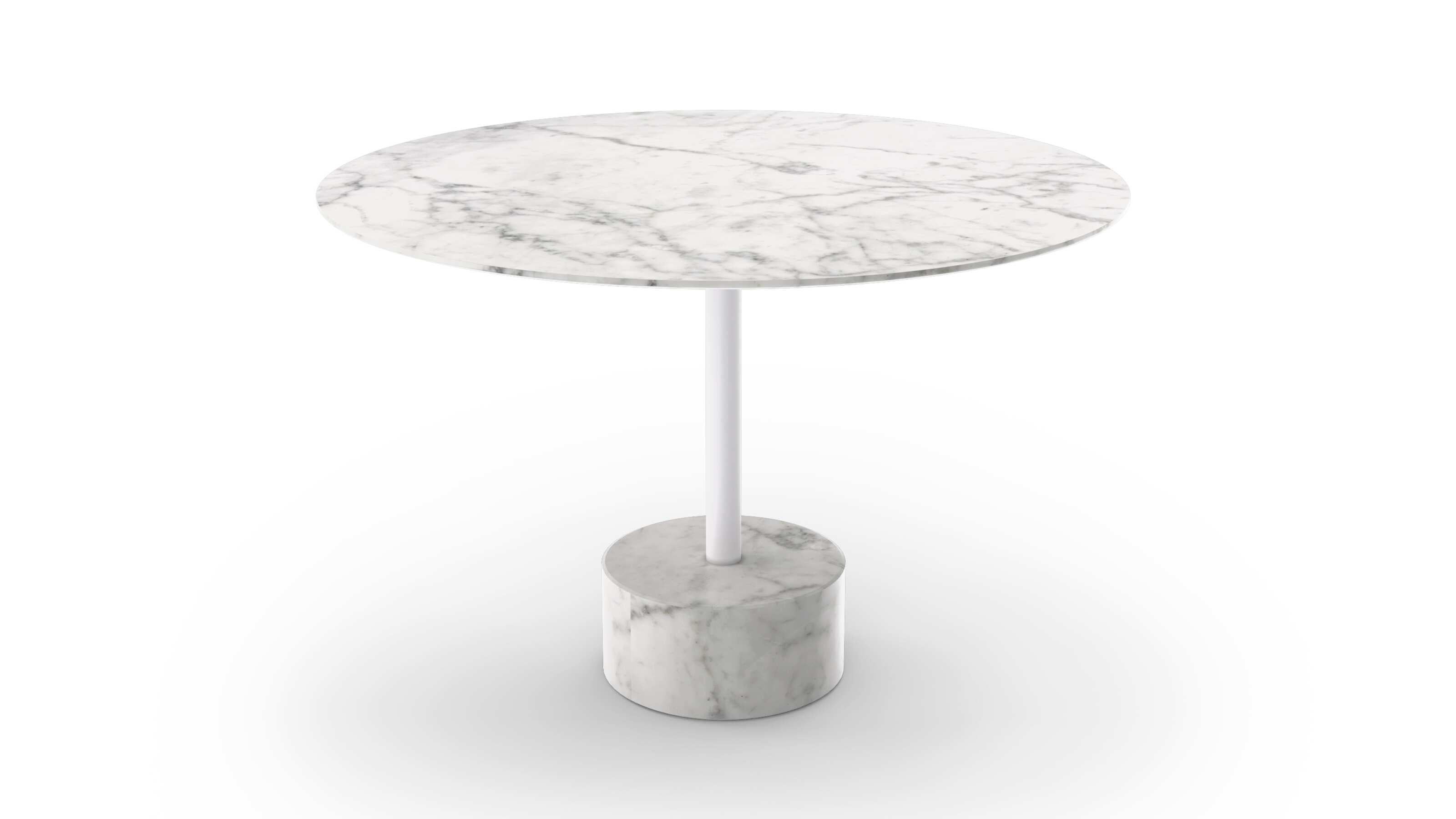 Italian Piero Lissoni 9 Dining Table in White Carrara Marble For Sale
