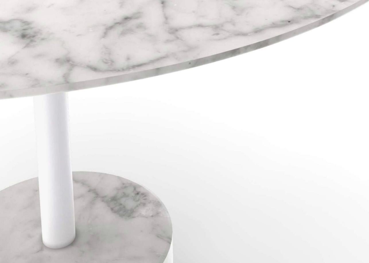 Contemporary Piero Lissoni 9 Dining Table in White Carrara Marble For Sale