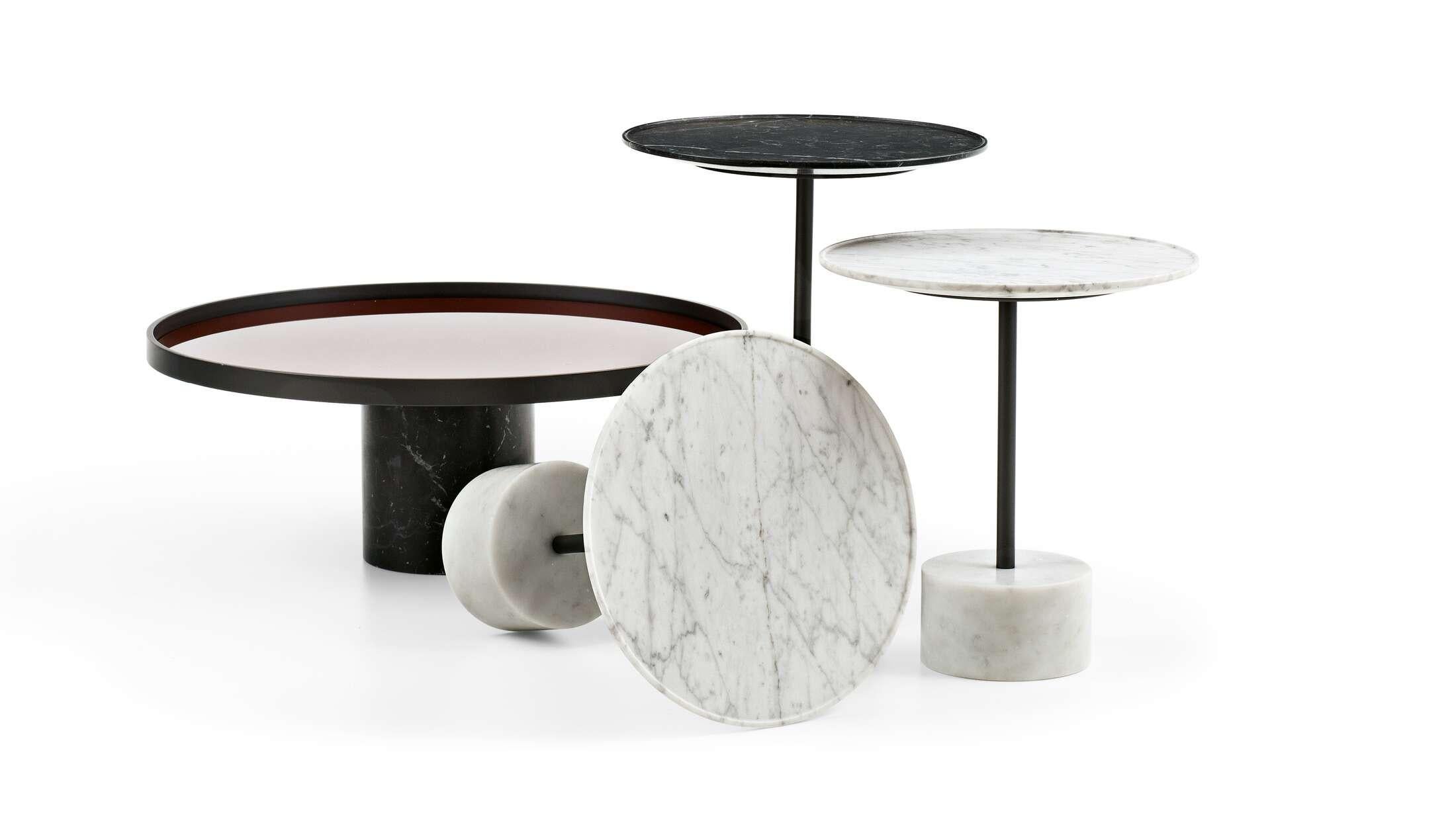 Piero Lissoni produces a series of design tables and low tables that feature modular, cylindrical shapes designed for both home furnishings and for use in contract settings and restaurants. Available In both high and low versions, they also come