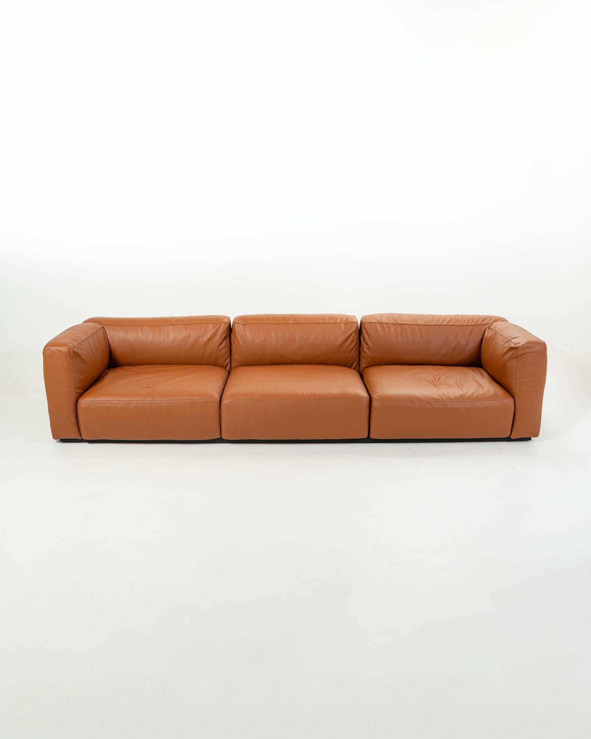 Piero Lissoni für Cassina Mex Cube 271 3-Sitzer Sofa in Elmosoft Saddle Brown (Moderne) im Angebot