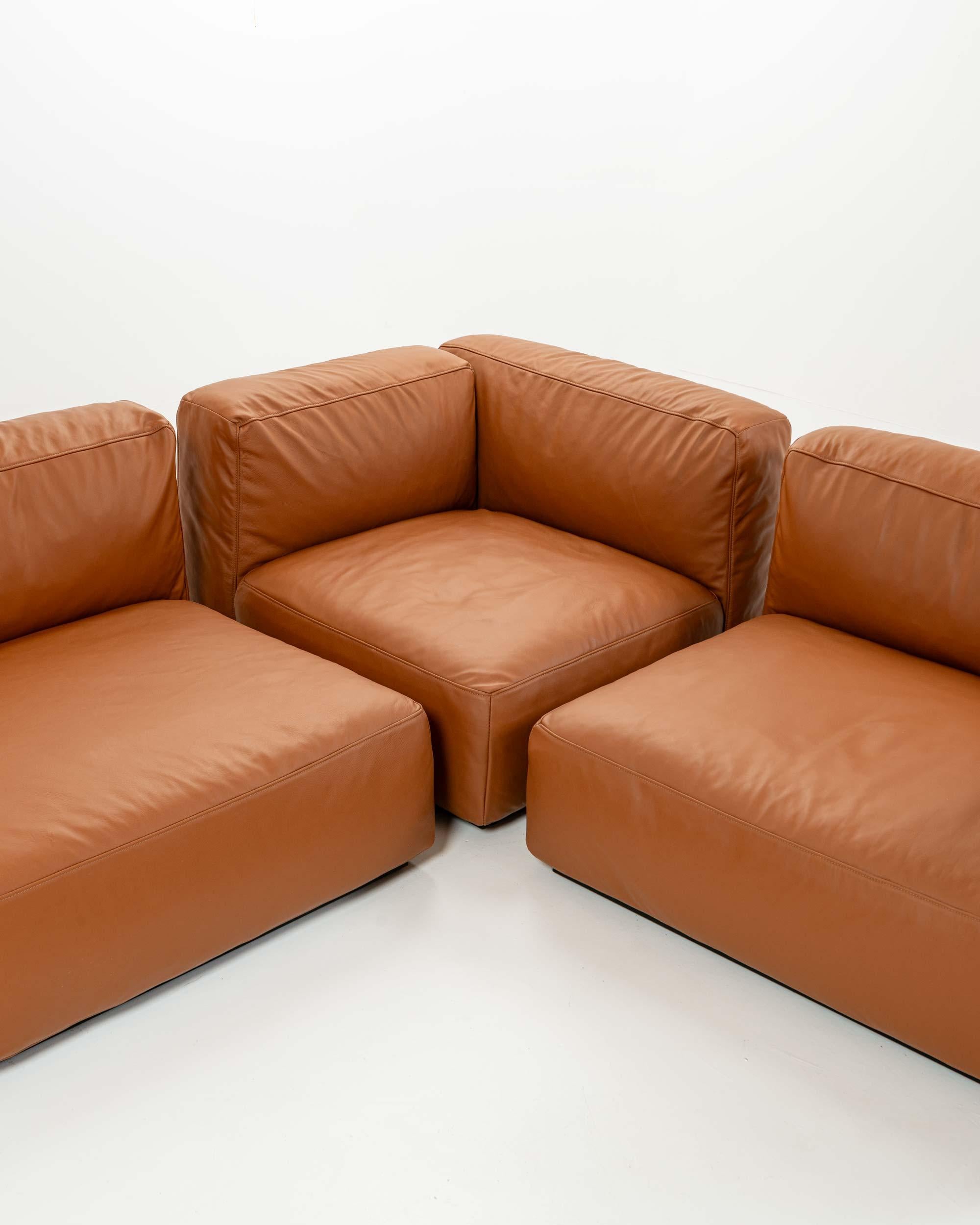 Métal Piero Lissoni for Cassina Mex Canapé sectionnel Cube 271 en Elmosoft Saddle Brown en vente