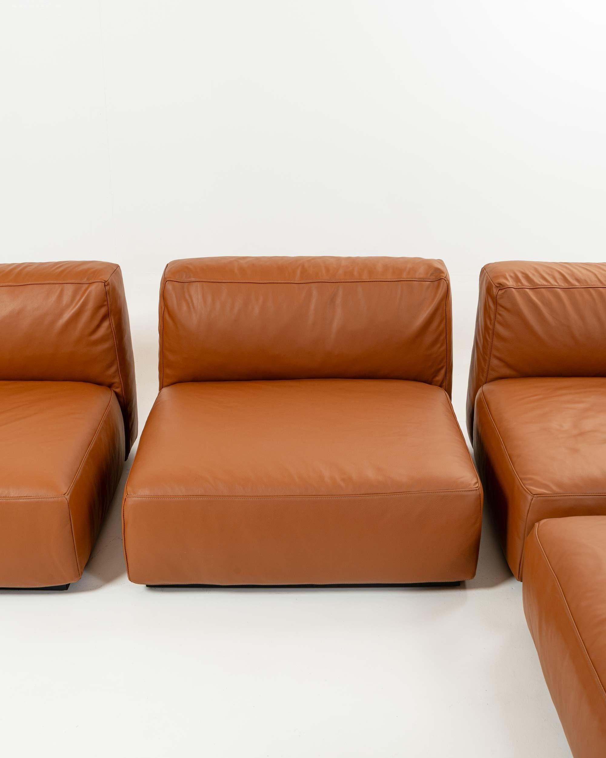 Piero Lissoni for Cassina Mex Canapé sectionnel Cube 271 en Elmosoft Saddle Brown en vente 2