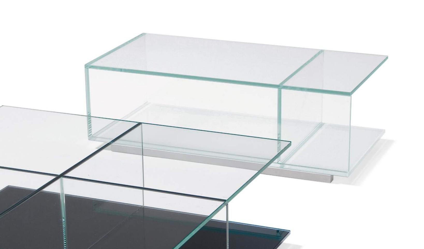 Piero Lissoni Set aus zwei niedrigen Mex-Tischen für Cassina (Glas) im Angebot