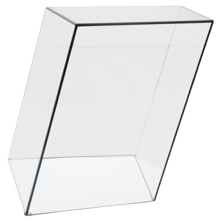 Piero Lissoni "Wireframe" Trapezoid Glass Table For Sale