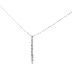 Piero Milano 1 Row Natural Diamond Drop Pendant Necklace 18k White Gold 0.40cttw