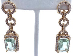 Piero Milano - Orecchini pendenti o a goccia in oro rosa 18 carati con acquamarina e diamanti