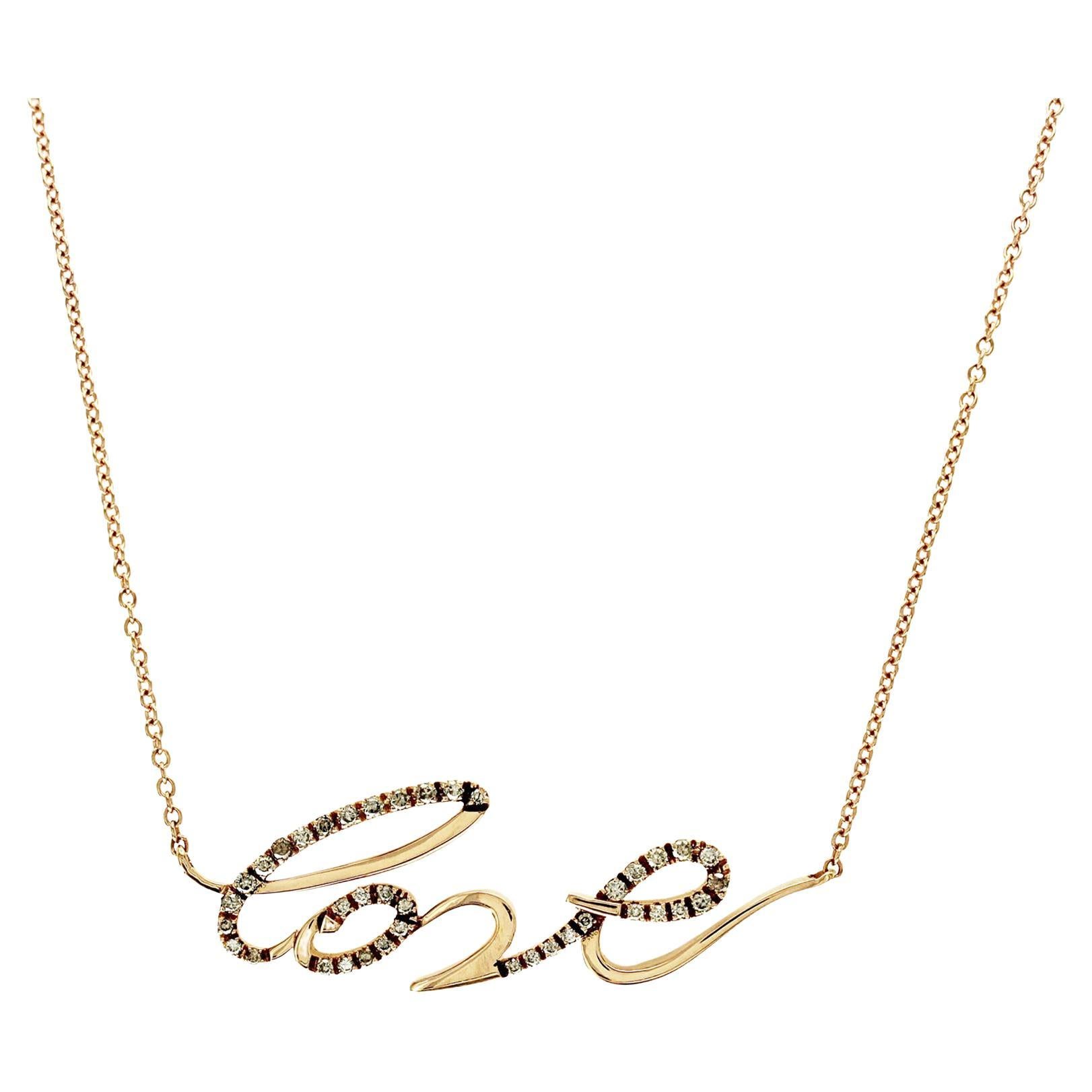 PIERO MILANO 18K Rose Gold 0.30 CT Brown Diamond Love Necklace