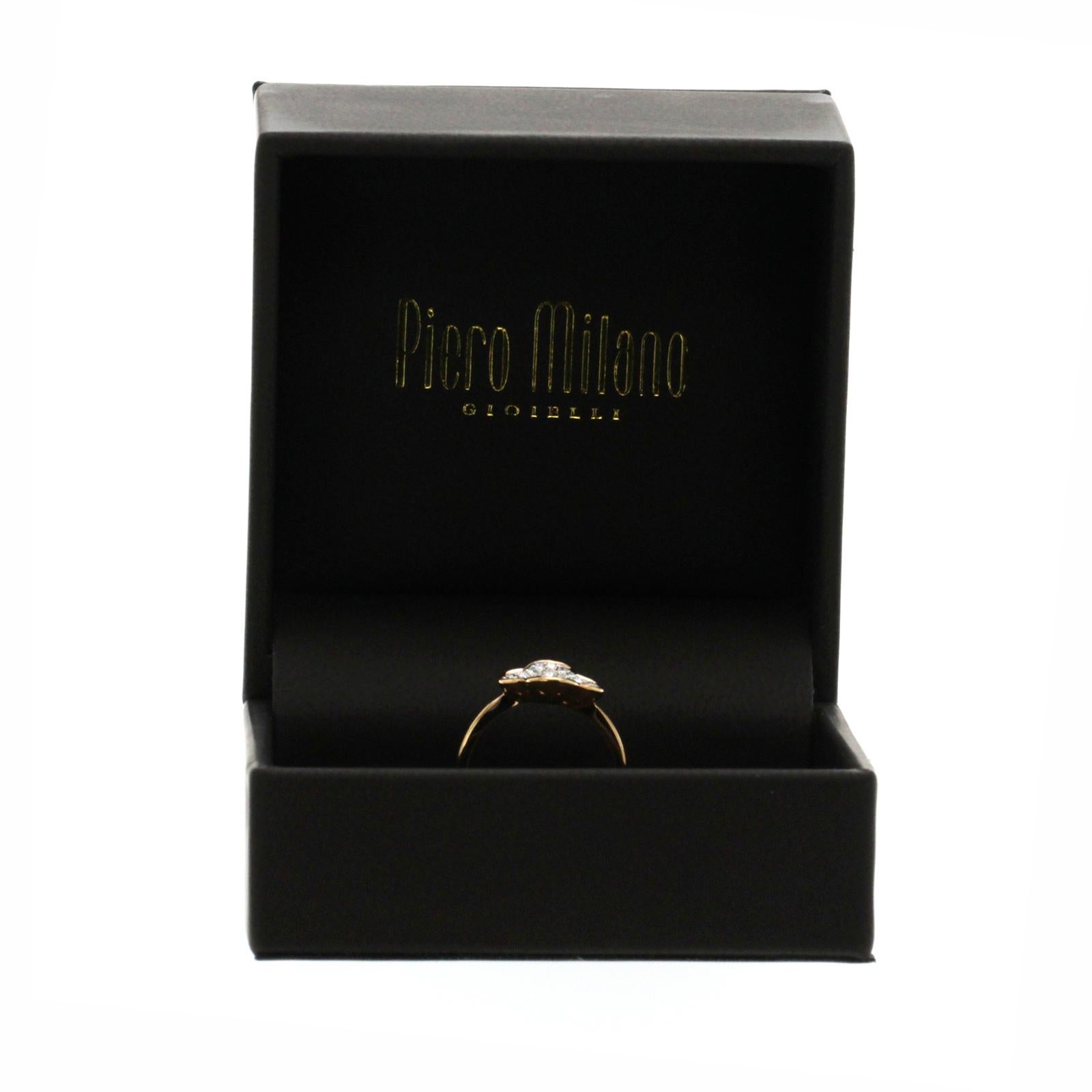 Femenino o masculino Piero Milano Anillo Trébol de Cuatro Hojas de Oro Rosa de 18 quilates y 0,37 quilates de diamantes en venta