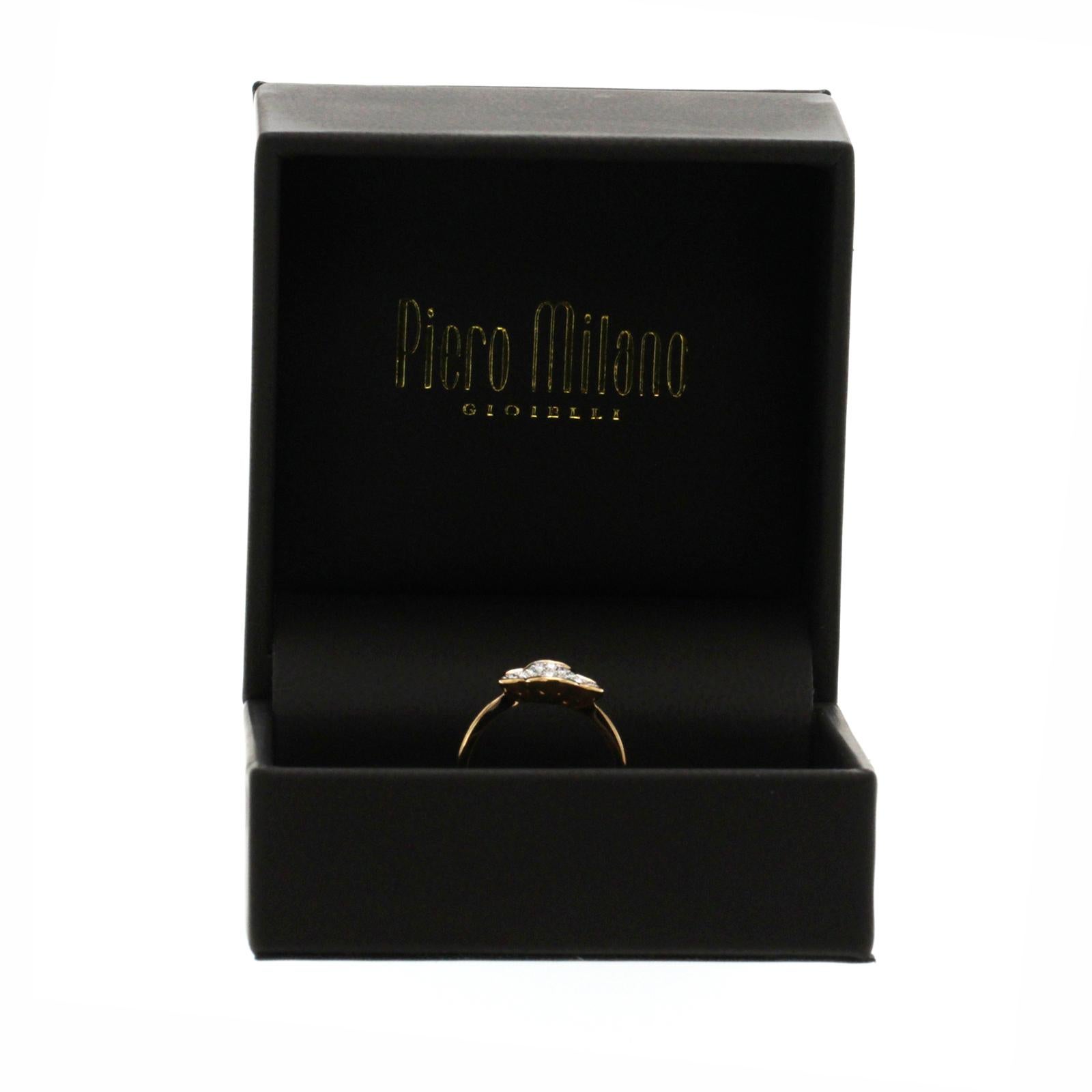 Women's or Men's Piero Milano 18K Rose Gold 0.37 Ct Diamonds Four Leaf Clover Ring For Sale