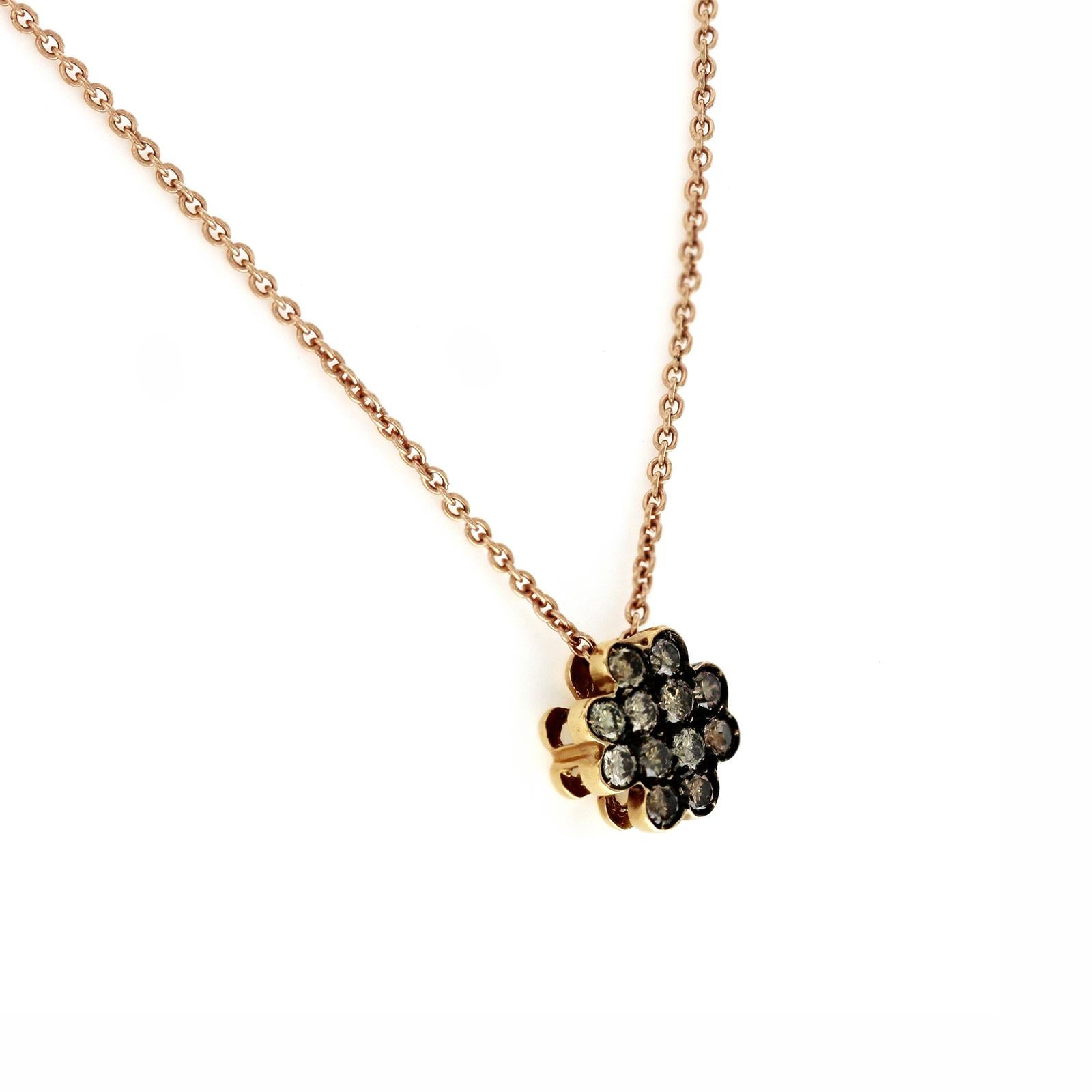 Piero Milano 18K Rose Gold 0.40 Ct Brown Diamant-Halskette (Rundschliff) im Angebot
