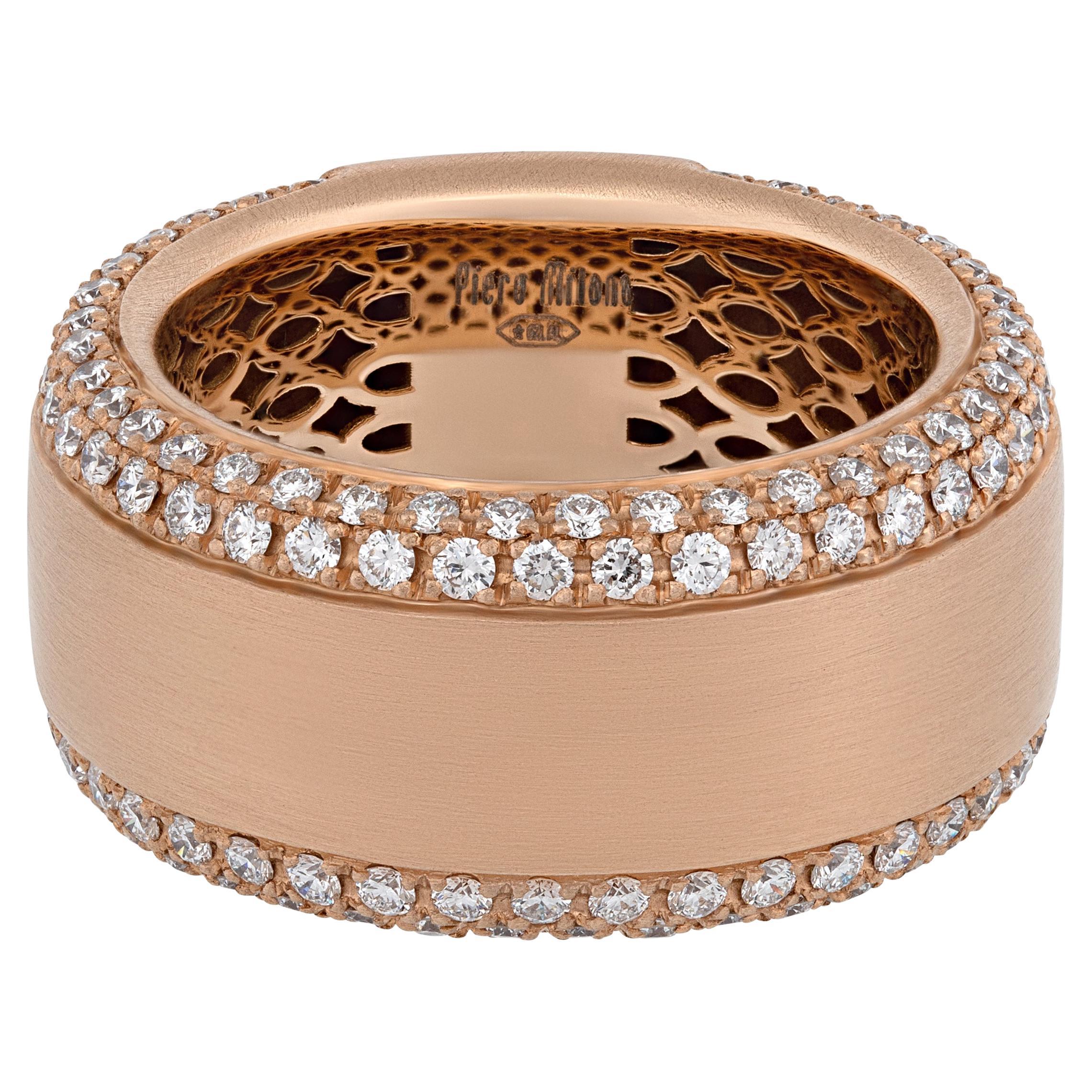 Piero Milano, bague en or rose 18 carats et diamants, taille 7