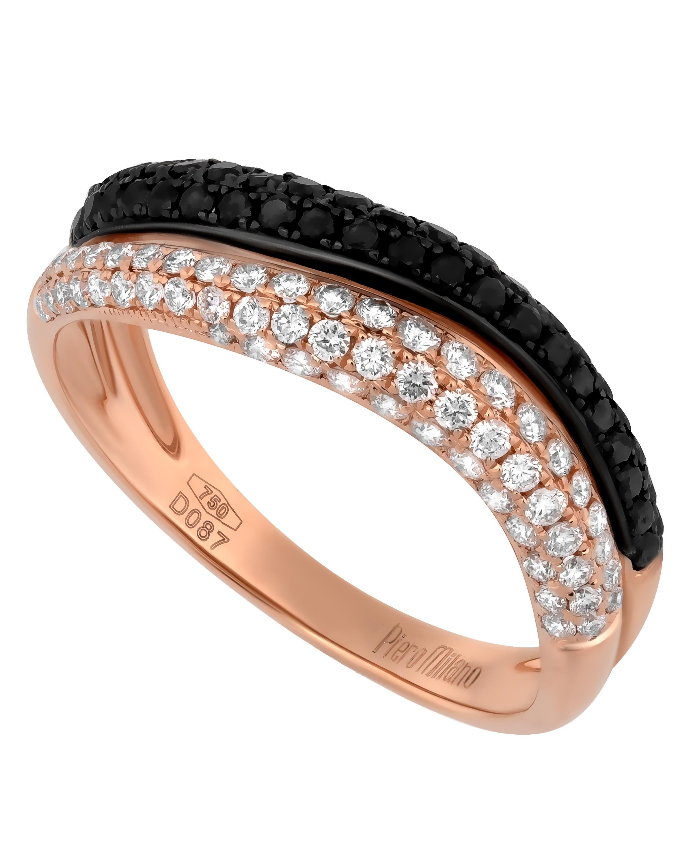 Contemporary Piero Milano 18K Rose Gold Diamond Ring Sz 7.75 For Sale
