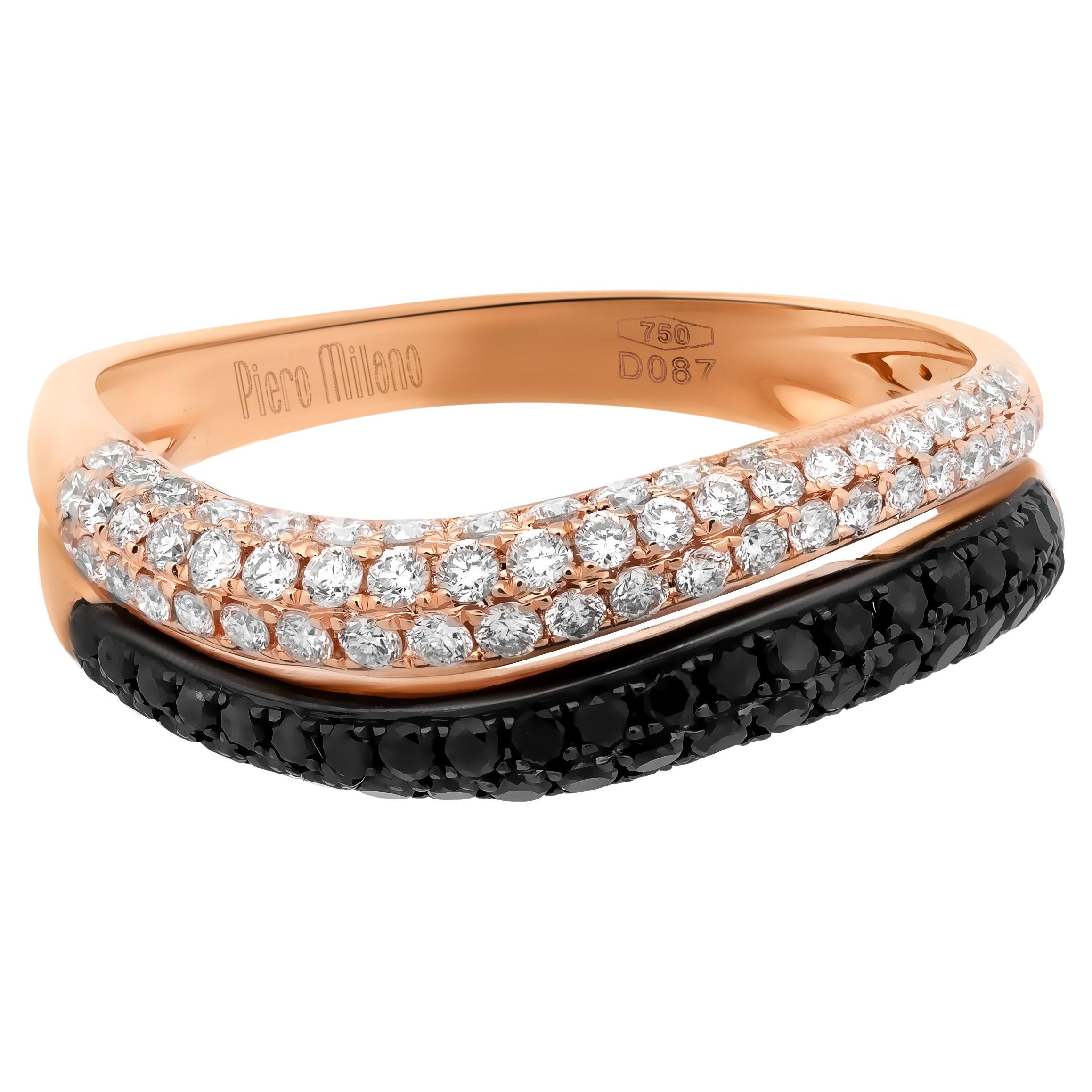 Piero Milano 18K Rose Gold Diamond Ring Sz 7.75 For Sale