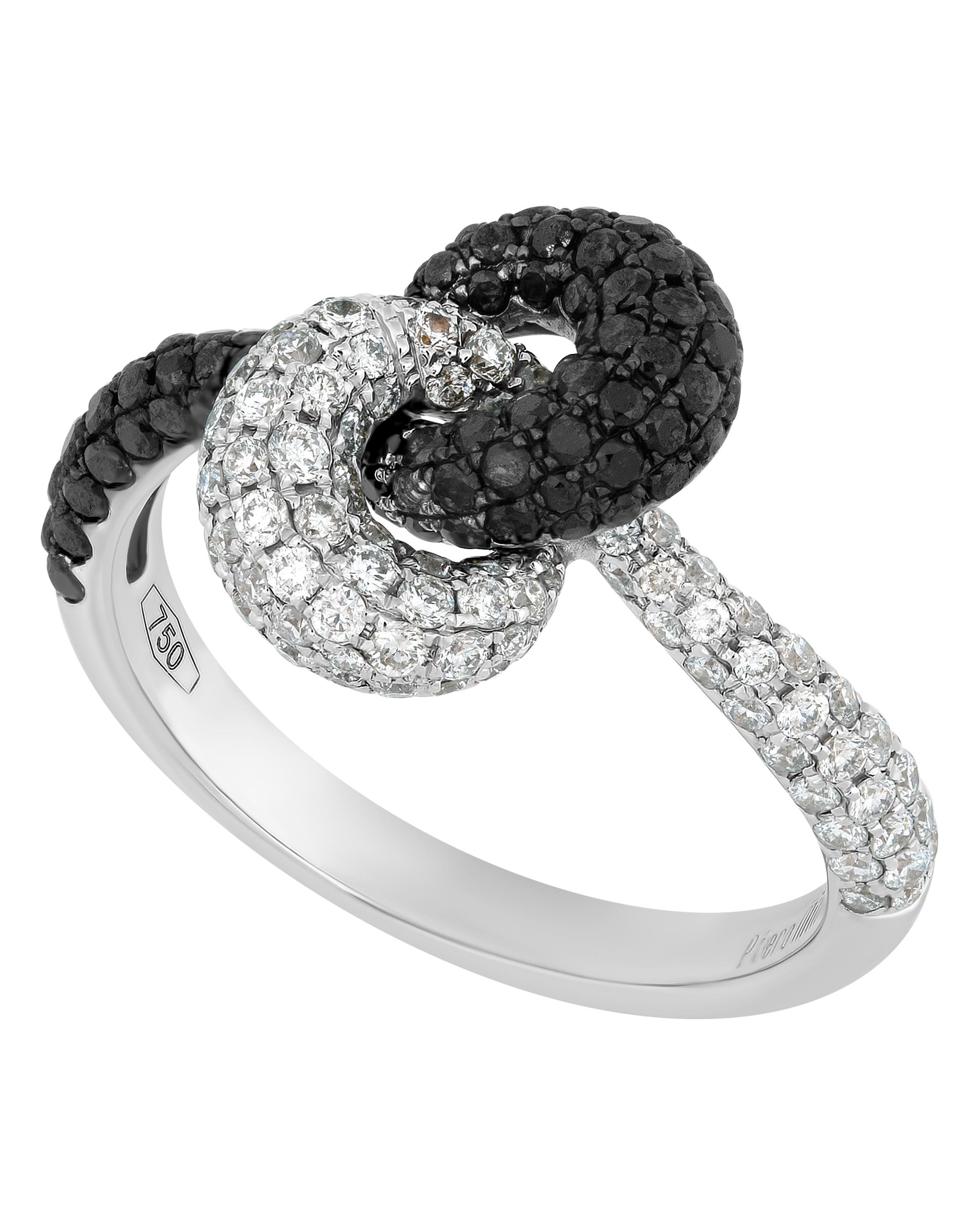 Contemporary Piero Milano 18K White and Black Gold, Black & White Diamond Ring Sz 6.5 For Sale