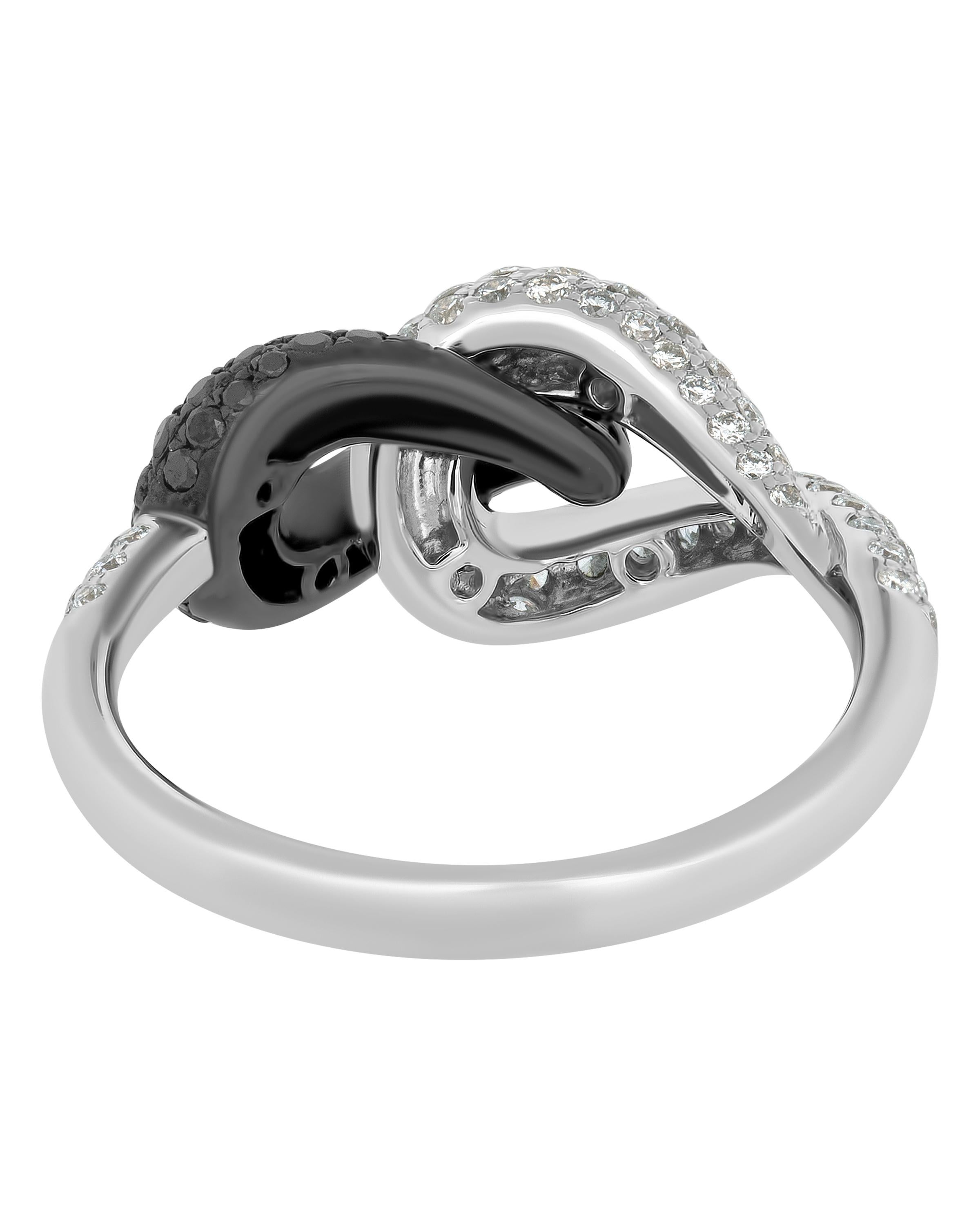 Contemporary Piero Milano 18K White and Black Gold, Black & White Diamond Ring Sz 7 For Sale